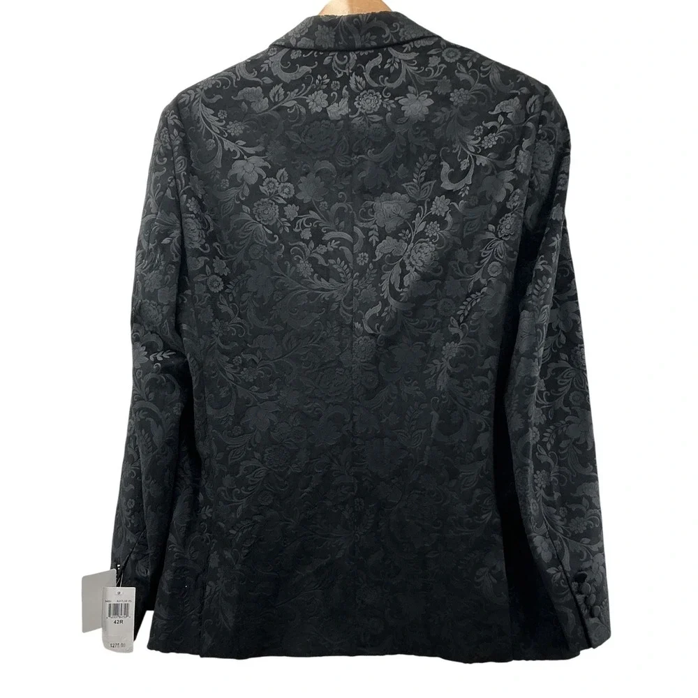 Paisley & Gray Slim Fit Black Floral Velvet Jacquard Blazer Jacket 42R NWT